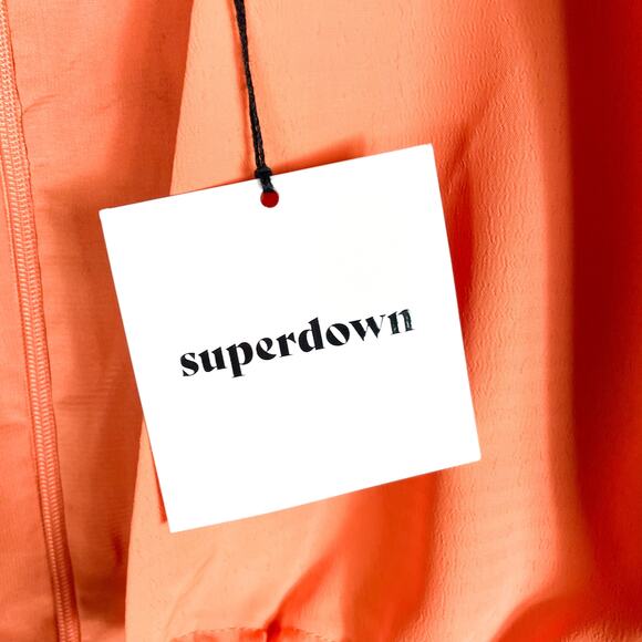 Superdown Selene Wrap Dress Orange Mini Front Tie V-Neck Long Sleeves‎ Sz XS - Picture 10 of 13